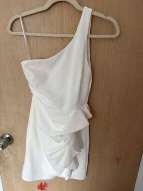 Elegant one shoulder white dress